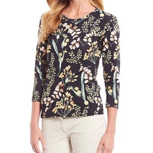 J. McLaughlin Black Floral Blouse. XS. #880